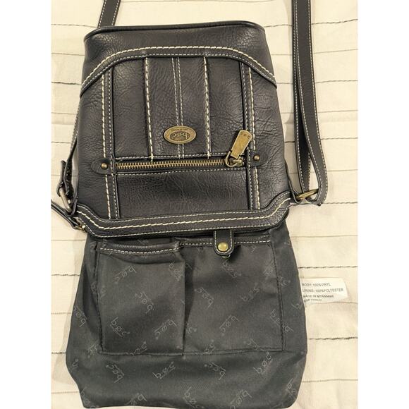 B.O.C | Black With Gold Accents Crossbody Handbag Shoulder Bag Many Pockets - Picture 7 of 8